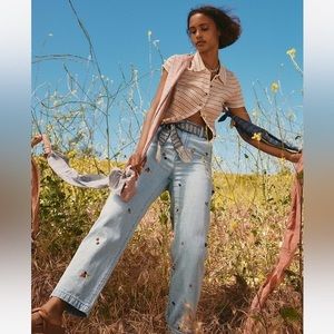 Madewell Sz 28 Baggy Straight Carpenter Jeans - Fruit embroidered edition 🍓